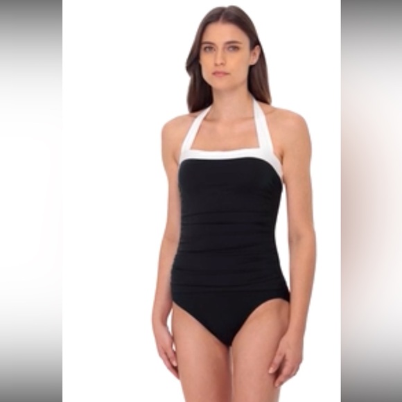 Lauren Ralph Lauren Tummy-Control Ruched Halter One-Piece Swimsuit 10 - Picture 5 of 15